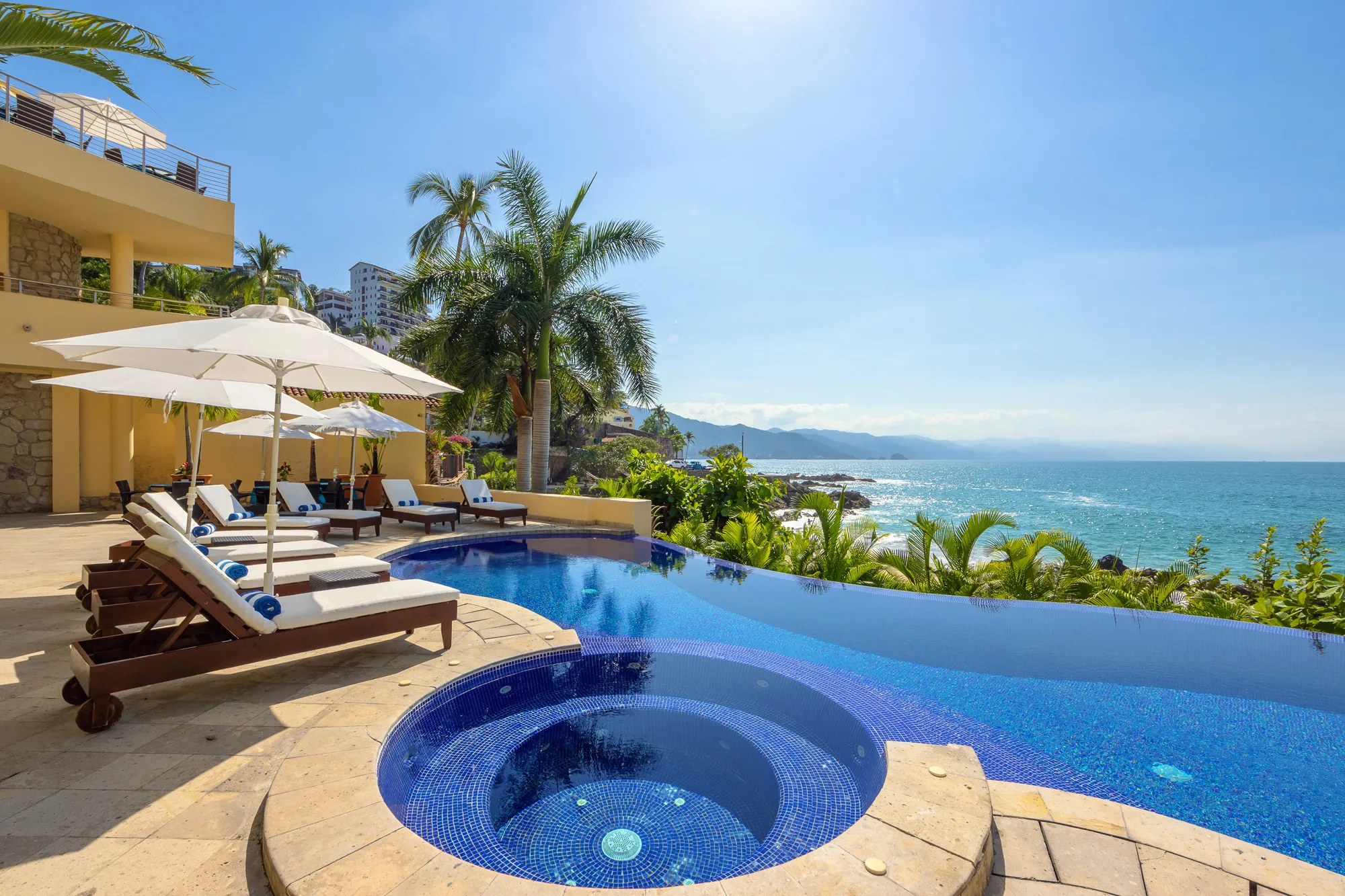 Luxury Beachfront Villa in Conchas Chinas infinity pool